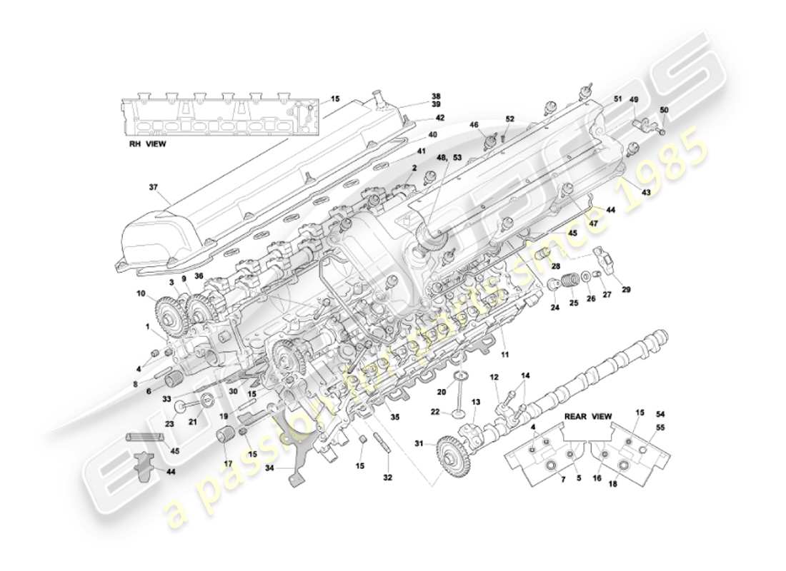 aston martin vanquish (2003) cylinder heads part diagram
