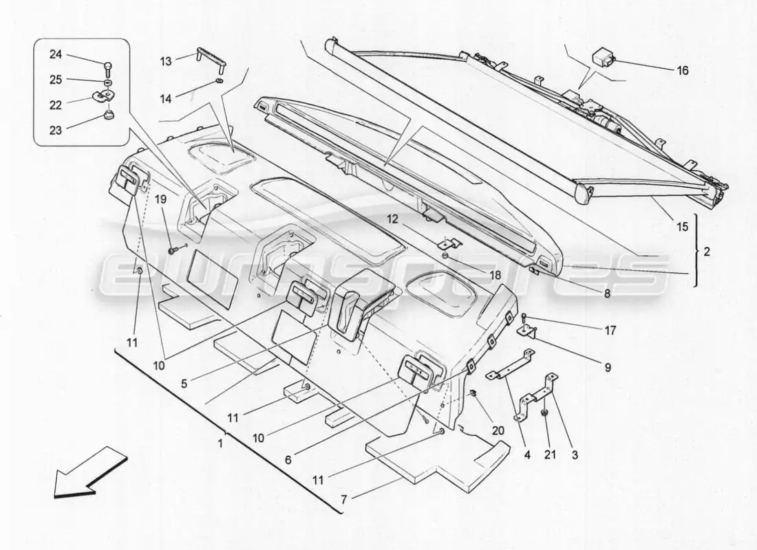 maserati qtp. v8 3.8 530bhp auto 2015 roof and sun visors part diagram