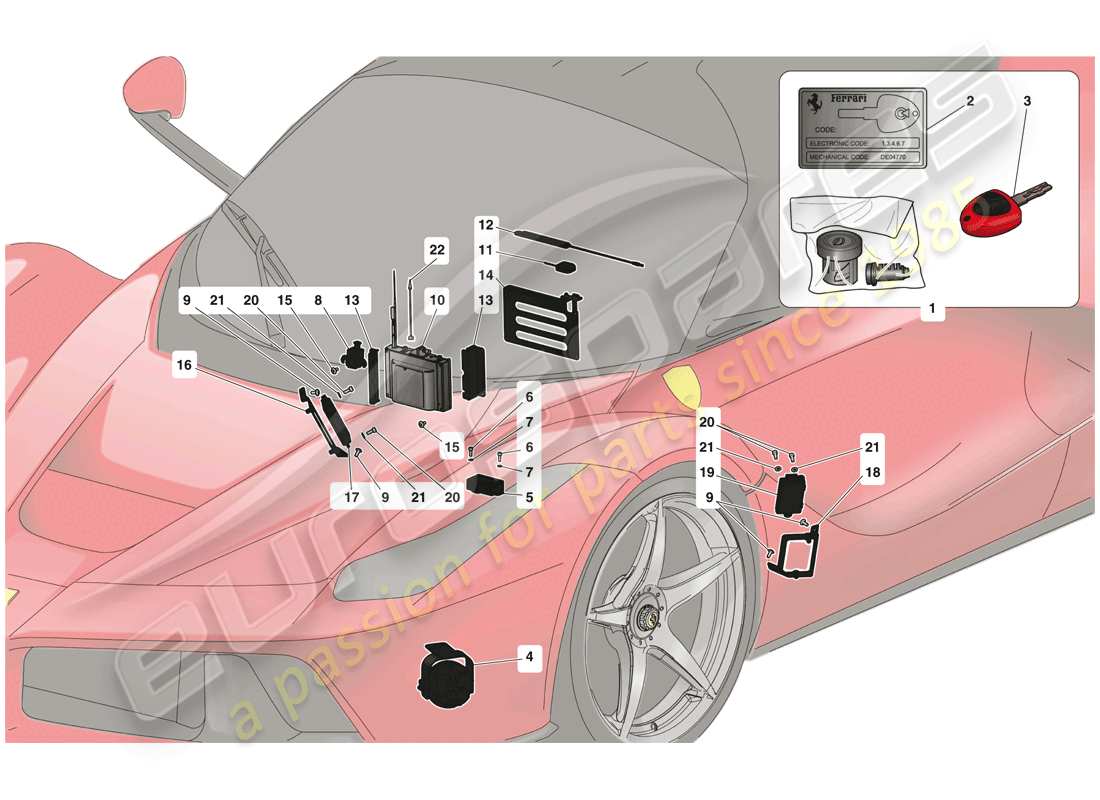 ferrari laferrari (usa) antitheft system part diagram