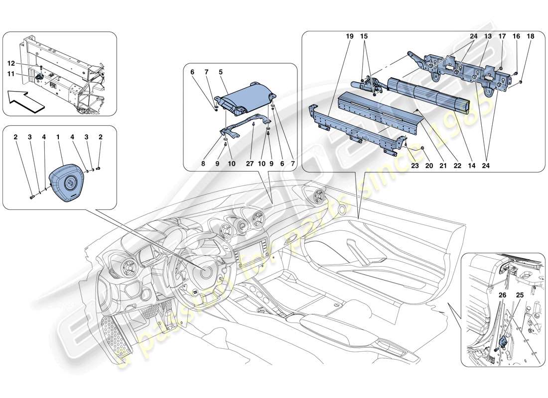 ferrari california t (europe) airbags parts diagram