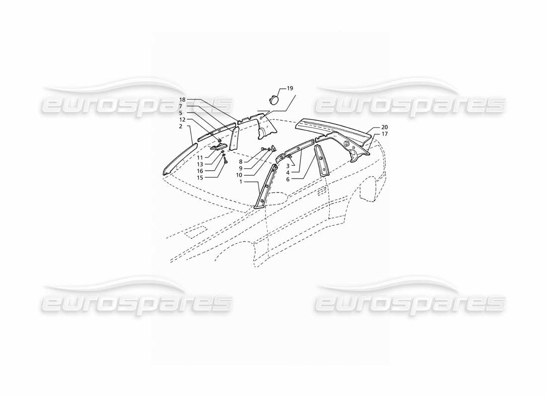 maserati ghibli 2.8 gt (variante) inner trims: pillars part diagram