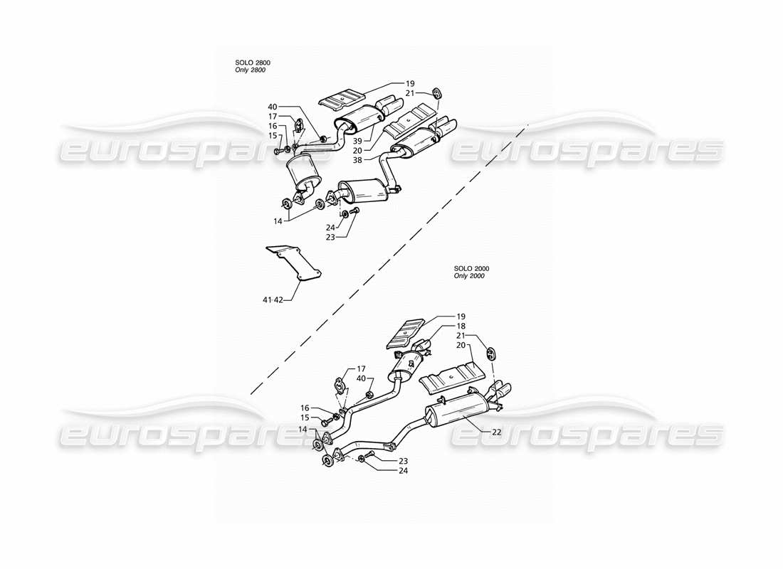 maserati ghibli 2.8 gt (variante) rear exhaust system parts diagram