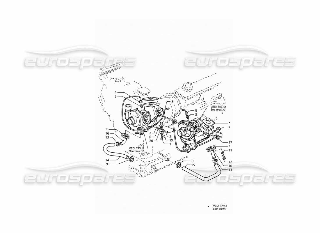 maserati ghibli 2.8 gt (variante) turboblowers lubrication part diagram