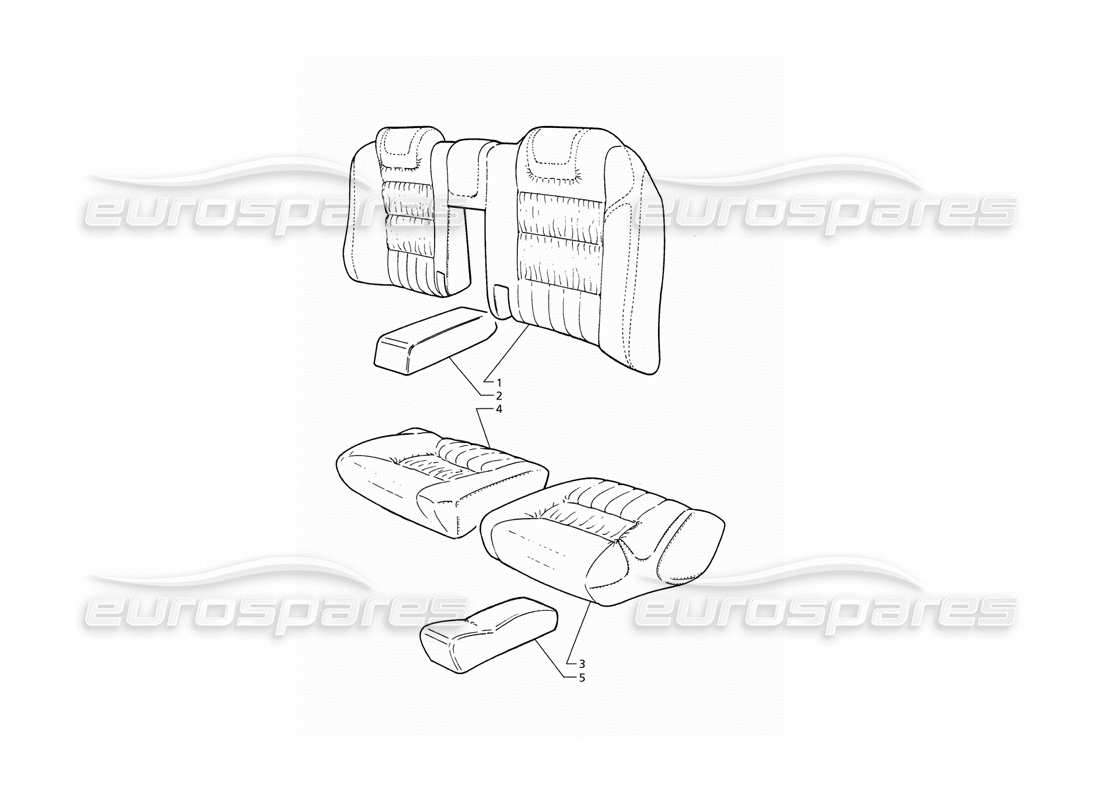 maserati qtp v8 (1998) rear seat upholstery parts diagram