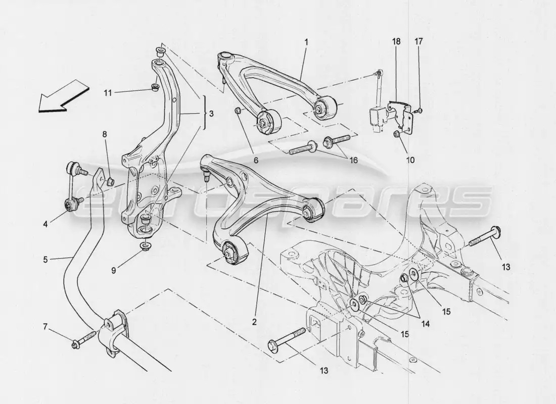 maserati qtp. v8 3.8 530bhp auto 2015 front suspension part diagram
