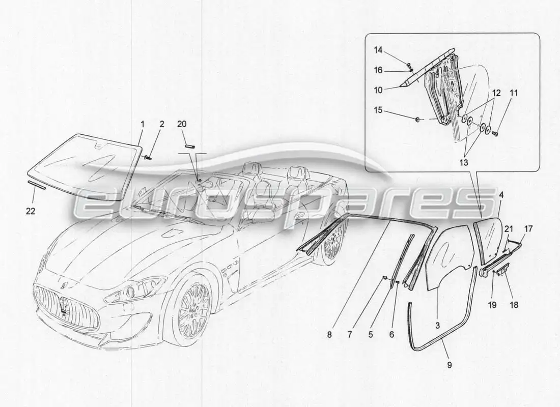 maserati grancabrio mc centenario windows and windowstrips parts diagram