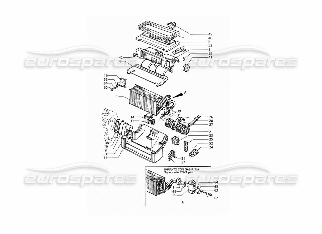 maserati qtp v8 (1998) automatic air conditioner assy (lhd) parts diagram