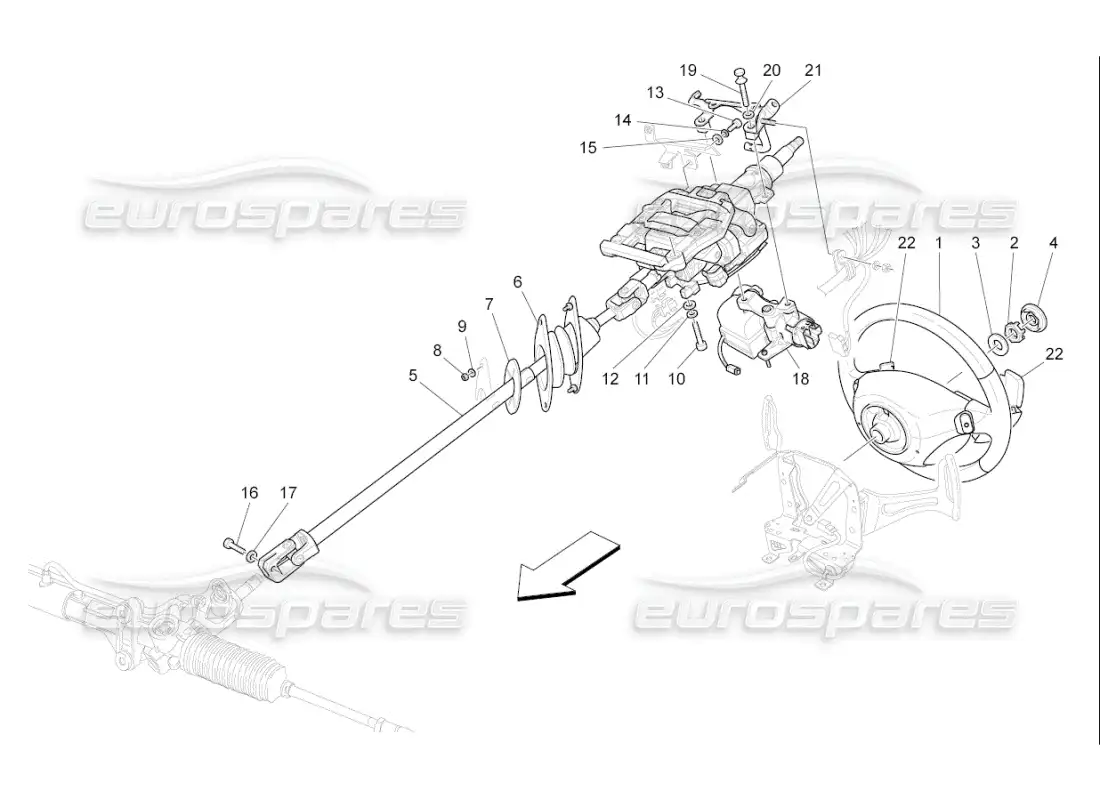 maserati qtp. (2010) 4.7 auto steering column and steering wheel unit parts diagram