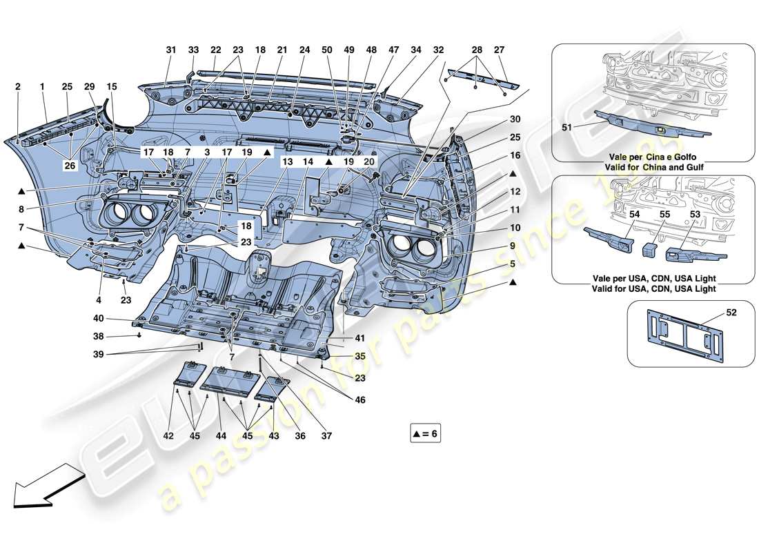 ferrari f12 tdf (usa) rear bumper part diagram