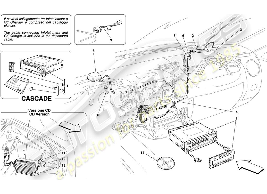 ferrari f430 coupe (rhd) hi-fi system parts diagram