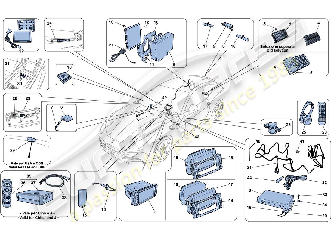 ferrari ff (europe) infotainment system part diagram