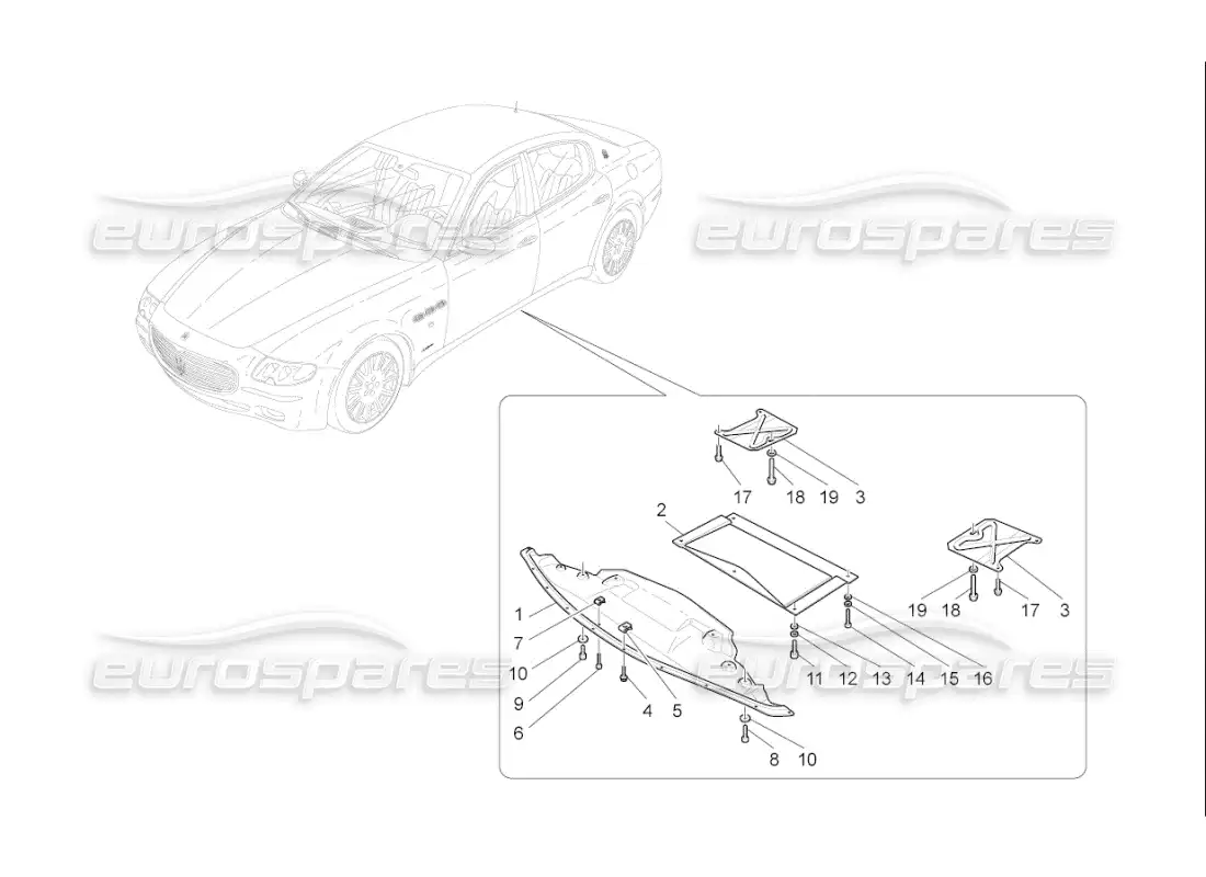maserati qtp. (2007) 4.2 f1 underbody and underfloor guards parts diagram