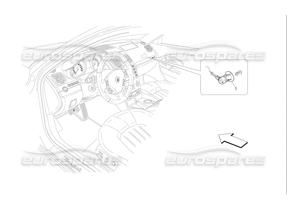maserati qtp. (2007) 4.2 f1 passenger's airbag-deactivation parts diagram