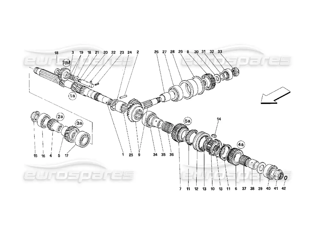 ferrari 348 (2.7 motronic) main shaft gears parts diagram
