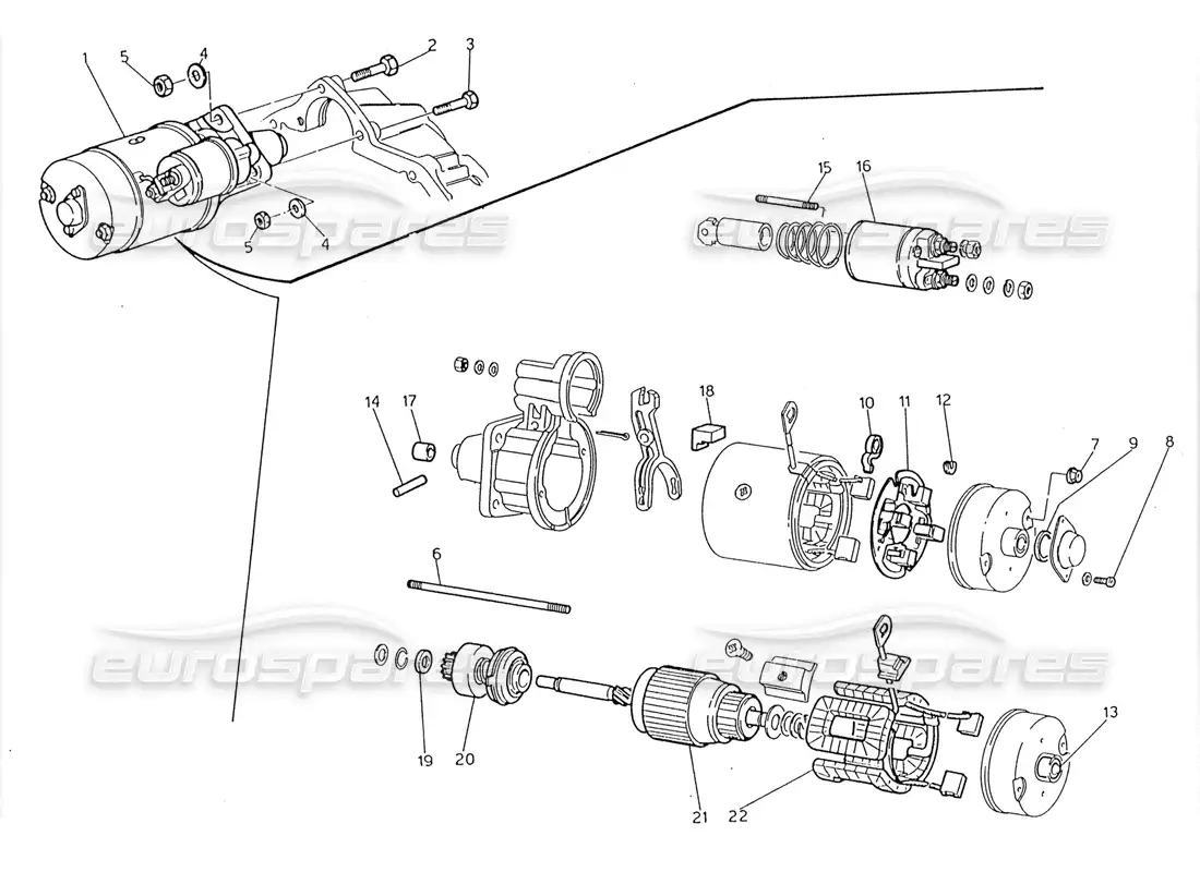 maserati 228 marelli starter motor parts diagram