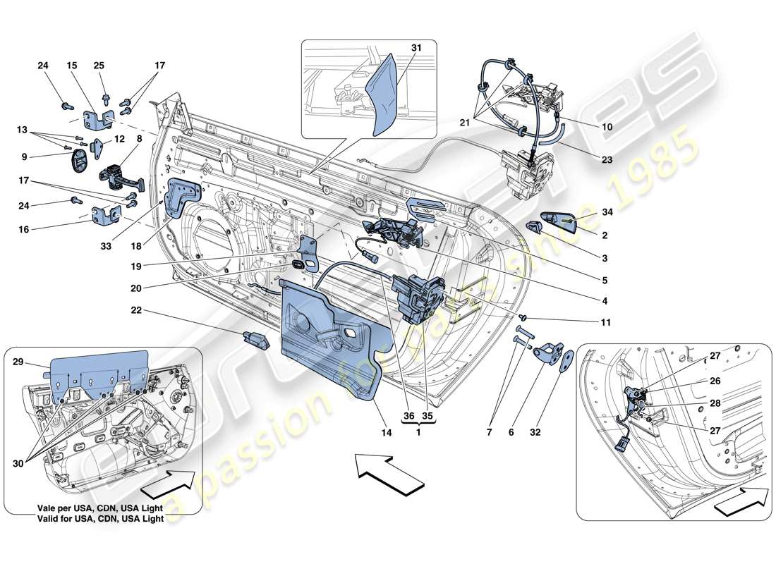 ferrari f12 berlinetta (europe) doors - opening mechanism and hinges part diagram