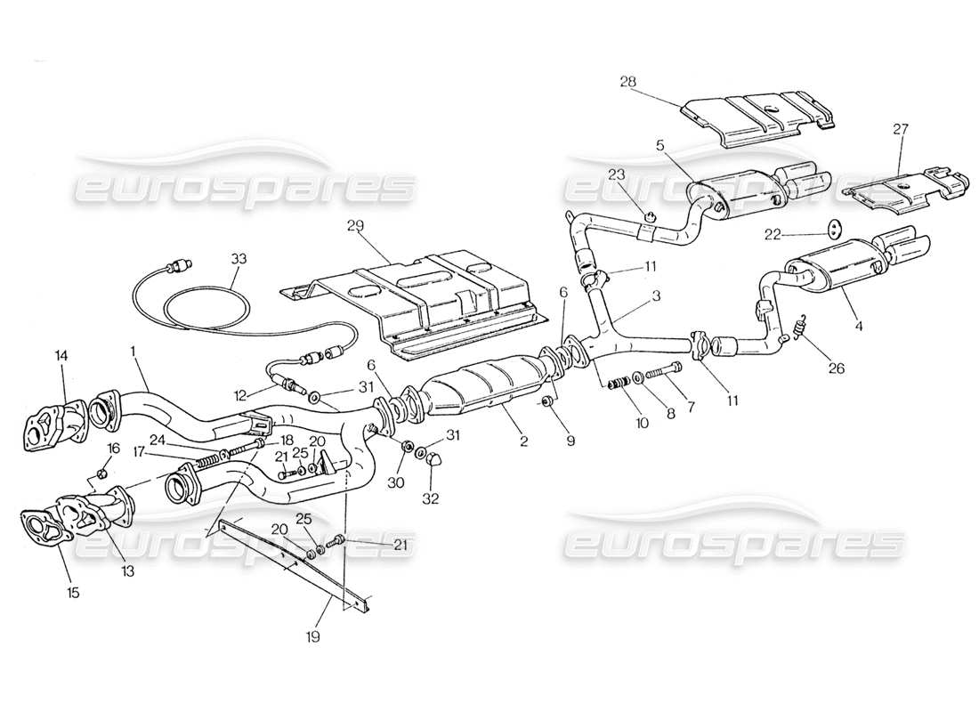 maserati karif 2.8 exhaust system with catalys parts diagram