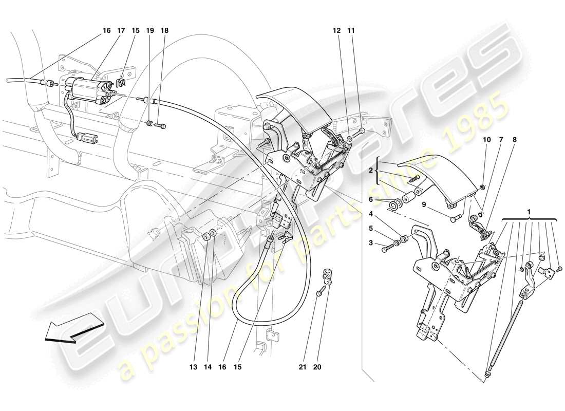 ferrari f430 spider (europe) roof control and flaps part diagram