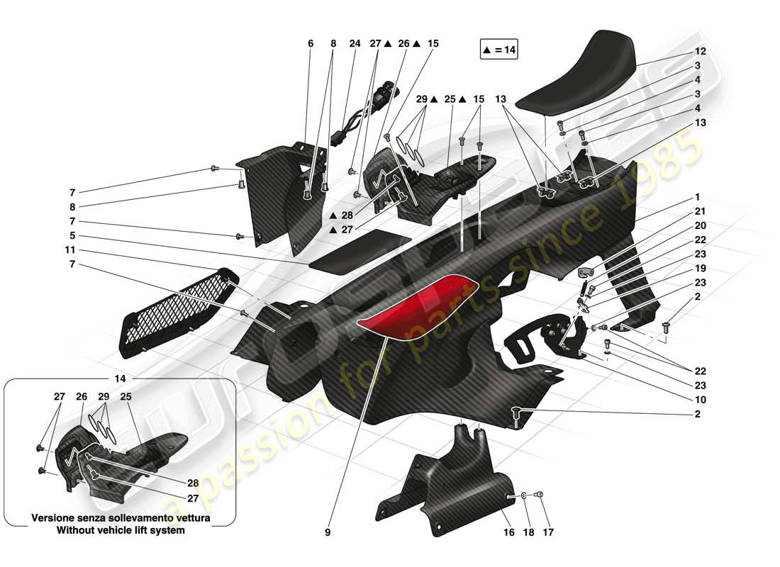 ferrari laferrari (usa) passenger compartment trim and accessories parts diagram