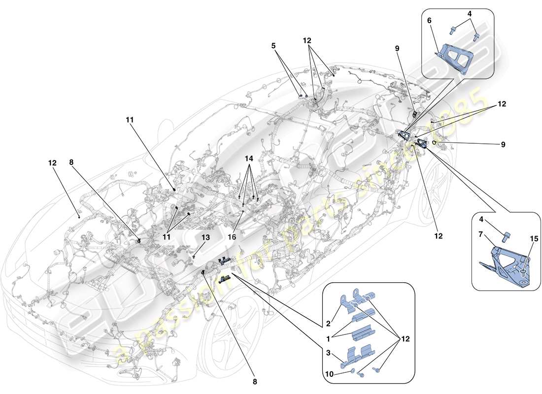 ferrari ff (europe) various fastenings for the electrical system parts diagram