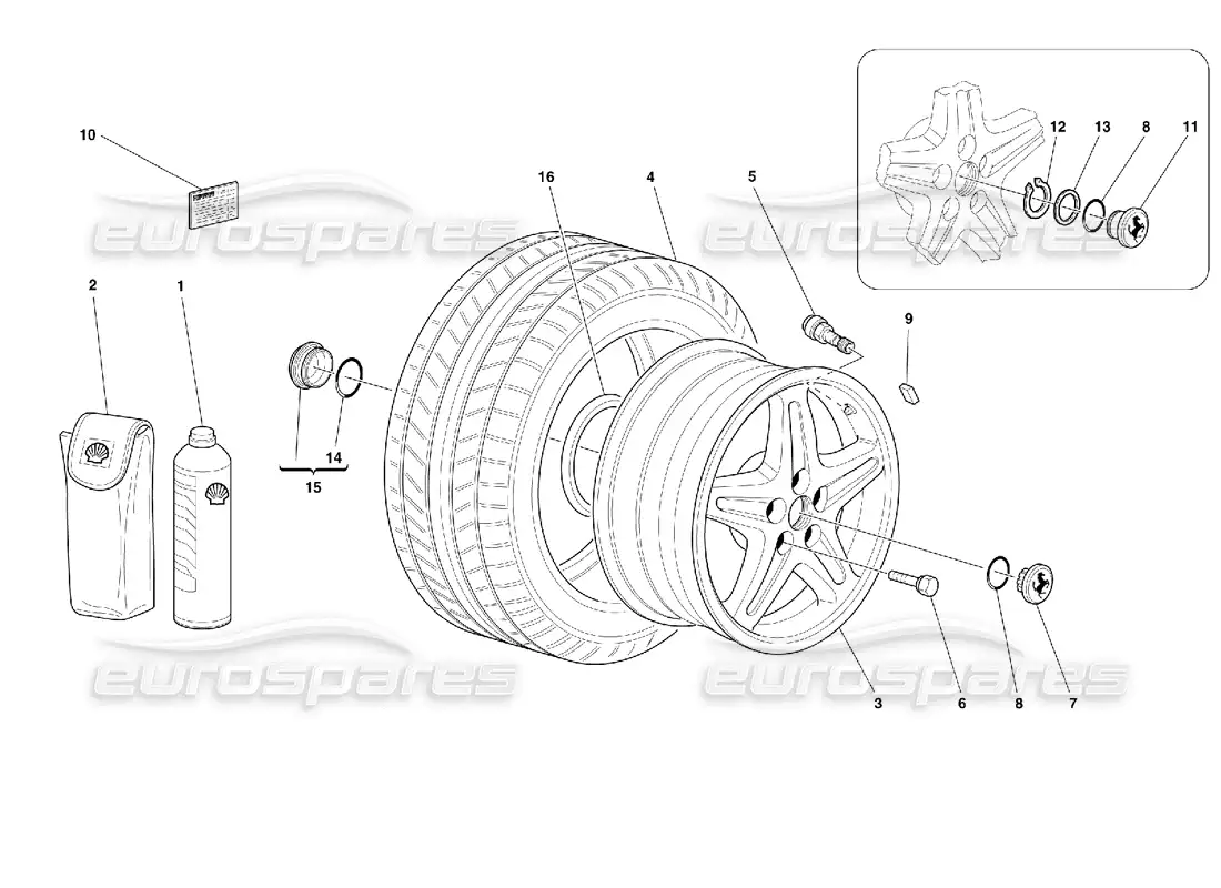 ferrari 355 (2.7 motronic) wheels parts diagram