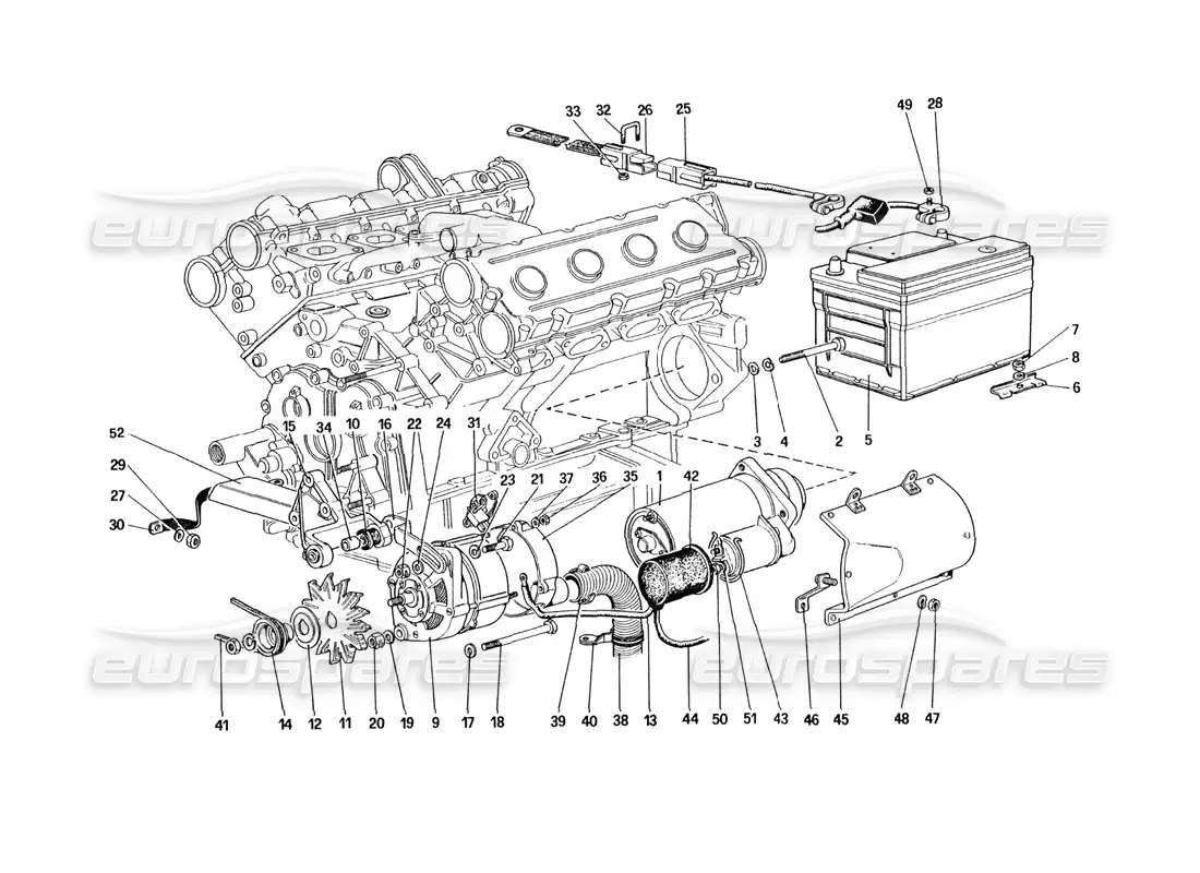 ferrari 328 (1985) electric generating system parts diagram