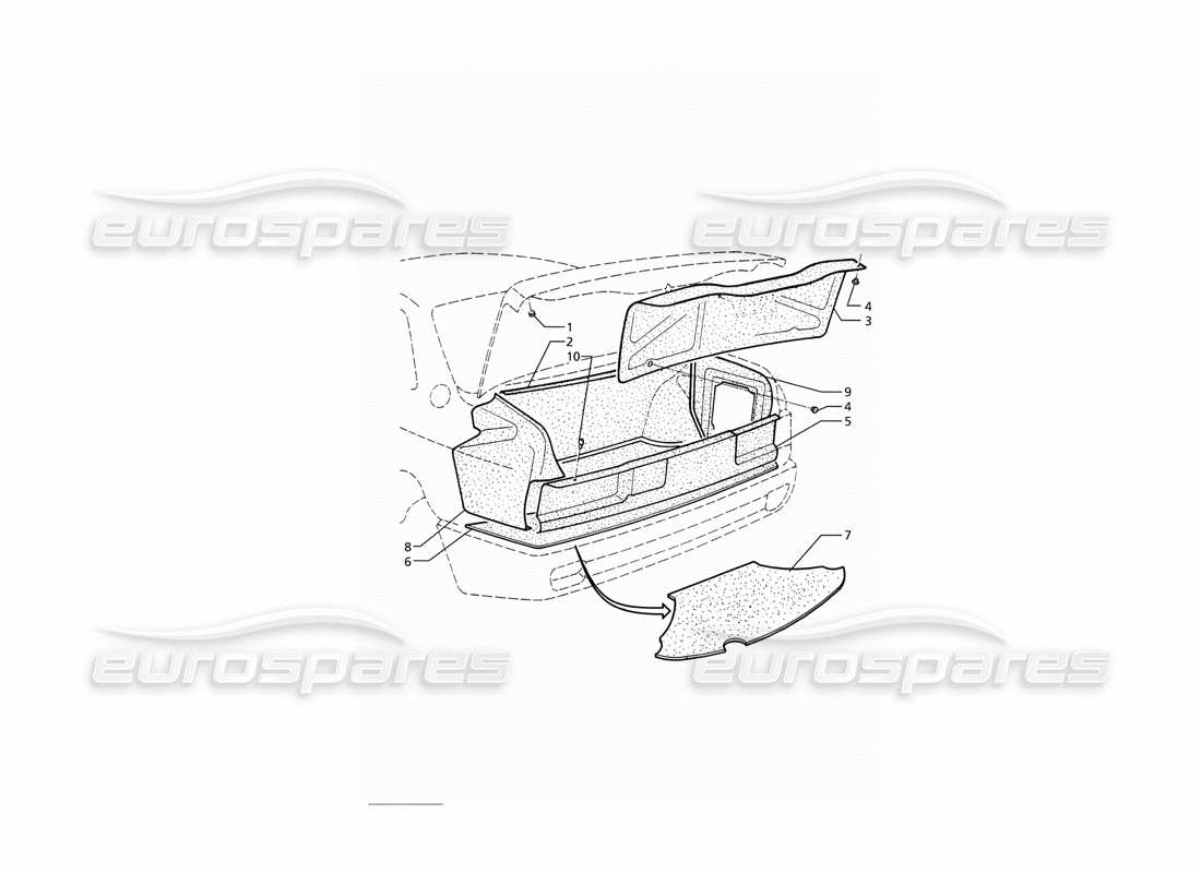 maserati ghibli 2.8 (abs) boot: carpets parts diagram