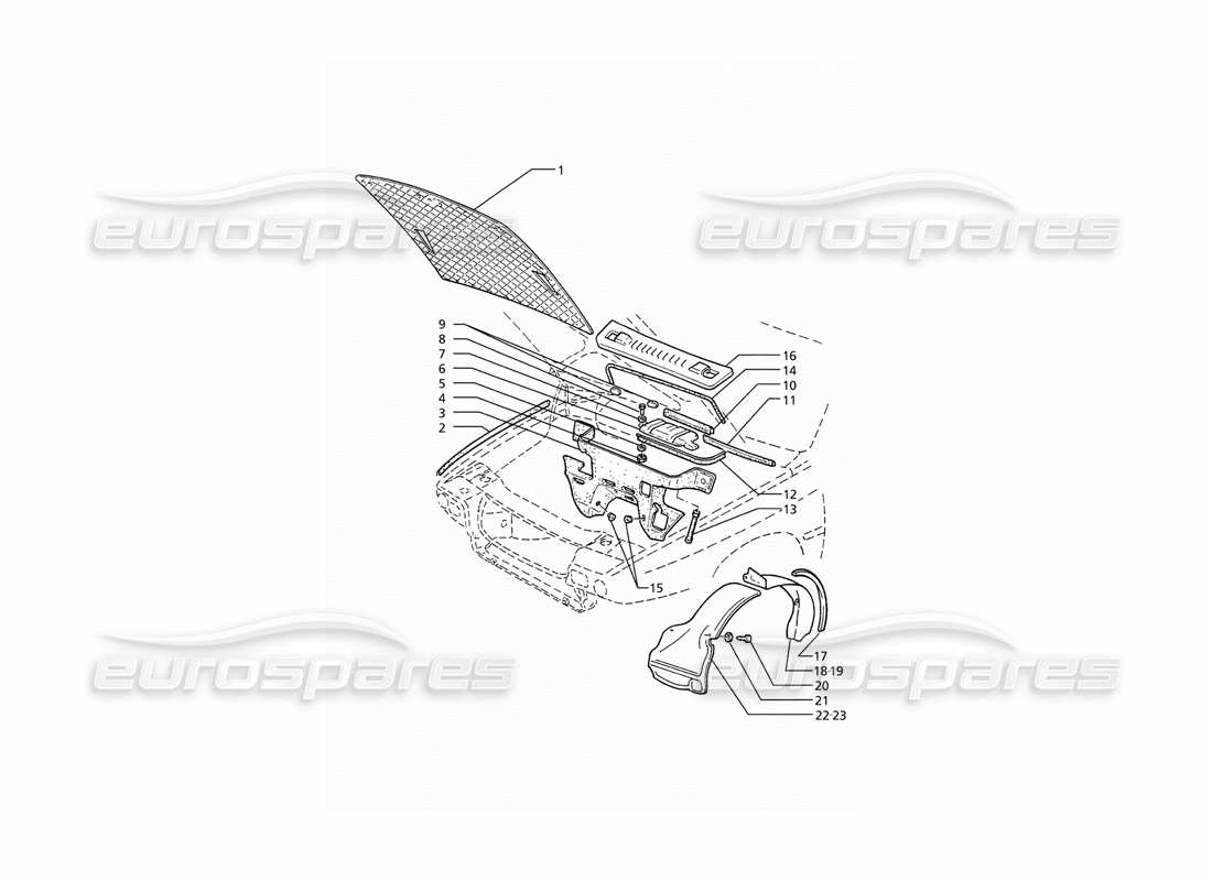 maserati ghibli 2.8 (abs) bonnet and engine compartment parts diagram
