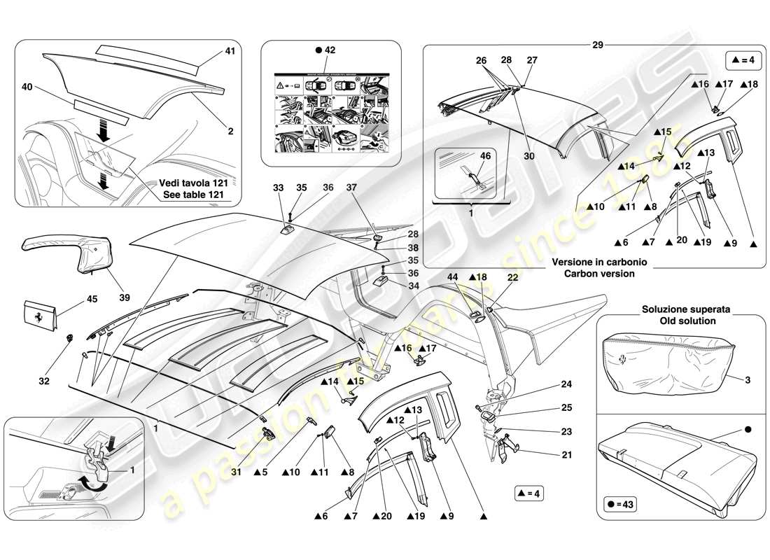 ferrari 599 sa aperta (europe) roof part diagram