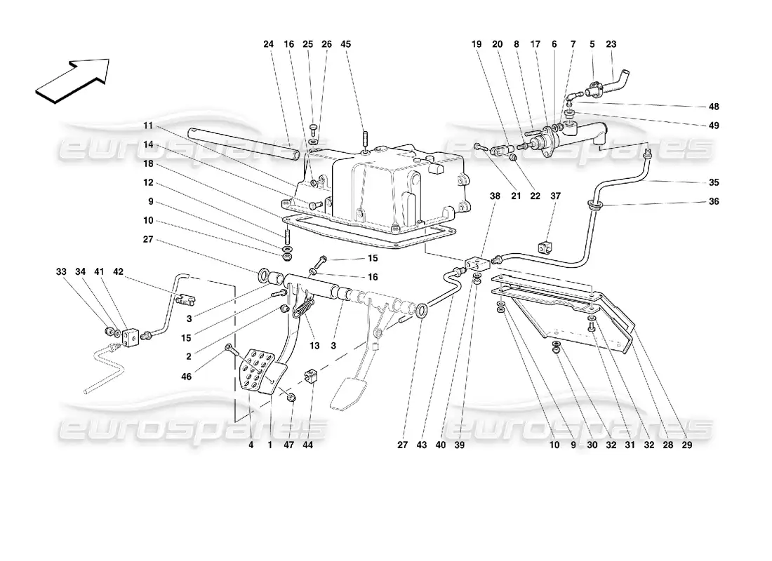 ferrari 355 (2.7 motronic) clutch release control parts diagram