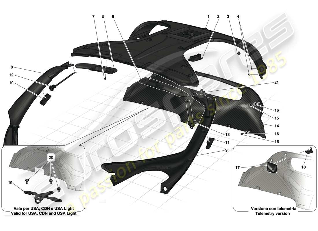 ferrari laferrari (usa) headliner trim and accessories part diagram