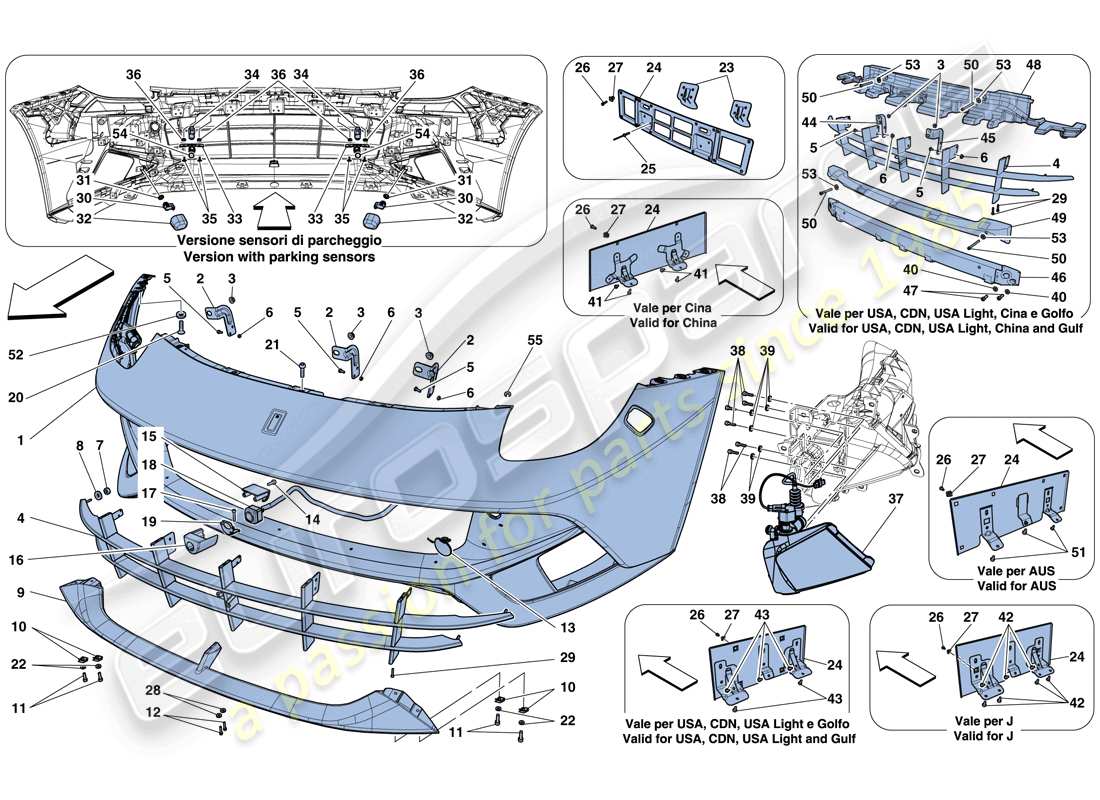 ferrari f12 berlinetta (europe) front bumper parts diagram