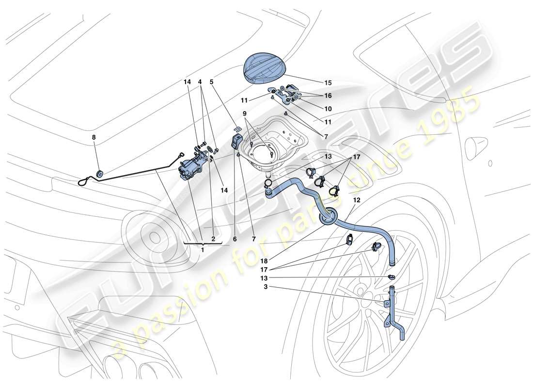 ferrari f12 tdf (europe) fuel filler flap and controls part diagram