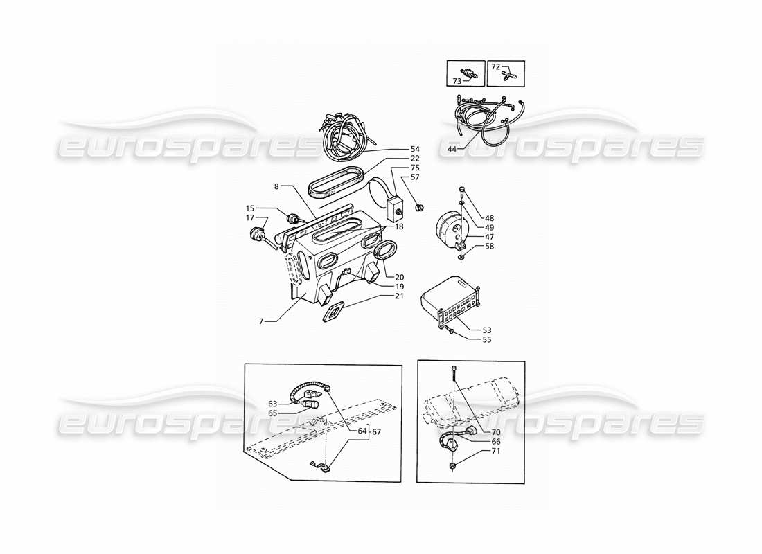maserati ghibli 2.8 (abs) automatic air conditioner assy (rh drive) parts diagram