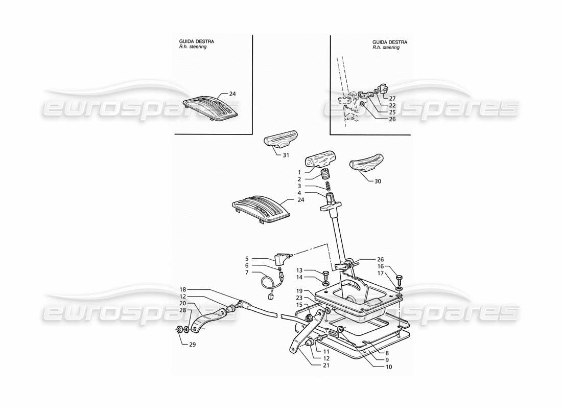 maserati ghibli 2.8 (abs) automatic transmission (4hp) outside controls parts diagram