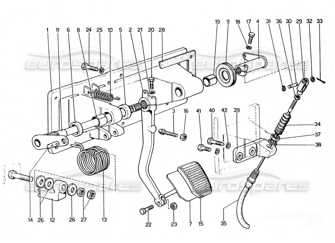 ferrari 365 gtc4 (mechanical) clutch pedal - revision (lhd) parts diagram