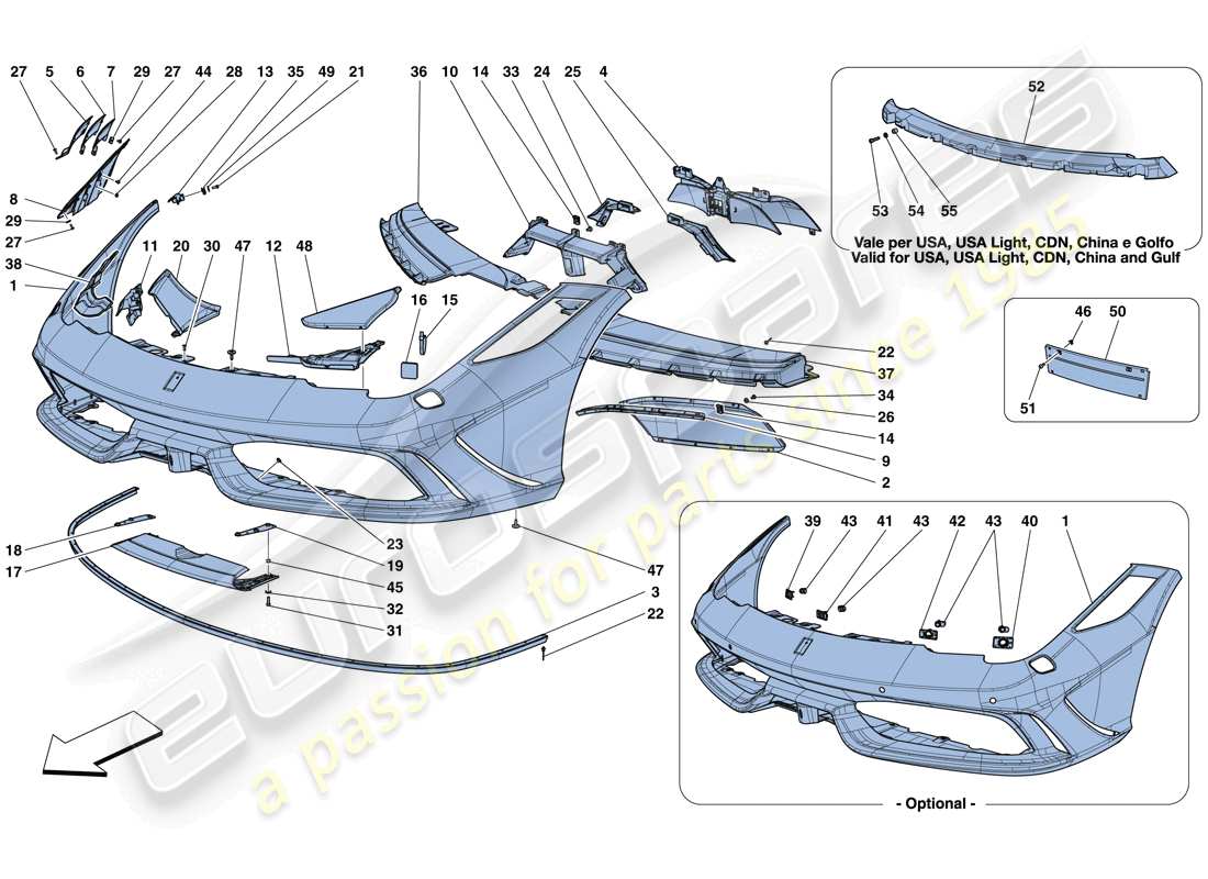 ferrari 458 speciale aperta (rhd) front bumper parts diagram