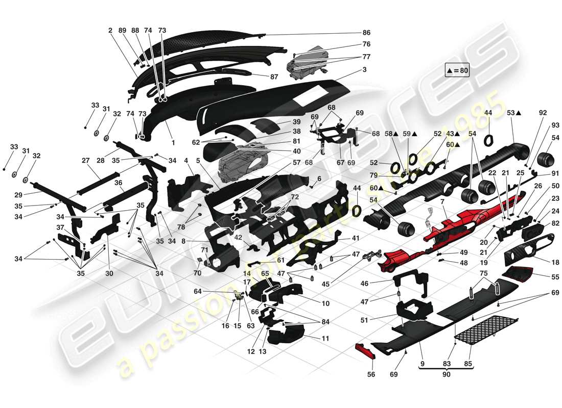 ferrari laferrari (europe) dashboard parts diagram