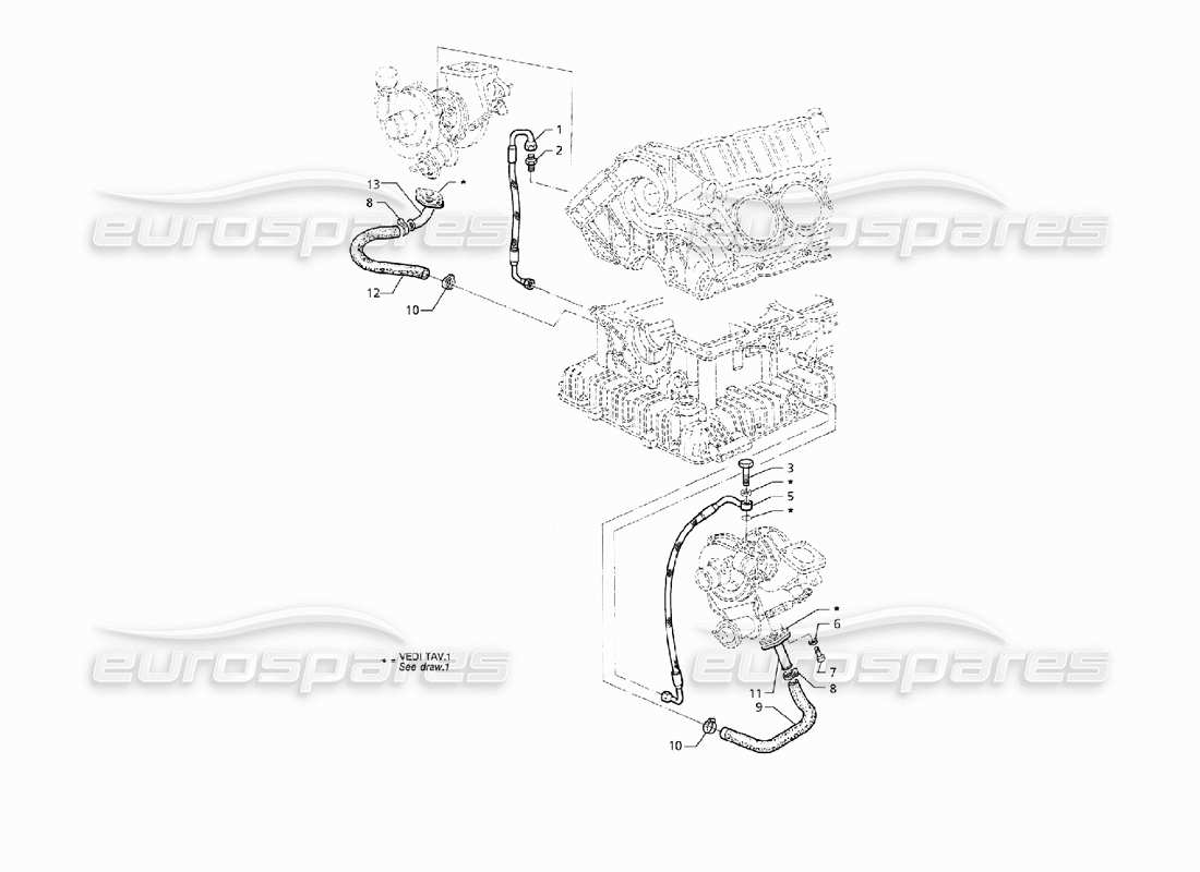 maserati qtp v8 (1998) turboblowers lubrication parts diagram