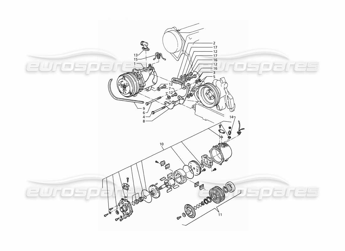 maserati ghibli 2.8 (abs) air compressor and brackets parts diagram