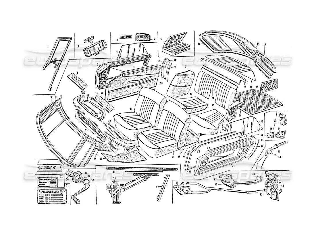 maserati 3500 gt interior appointments parts diagram