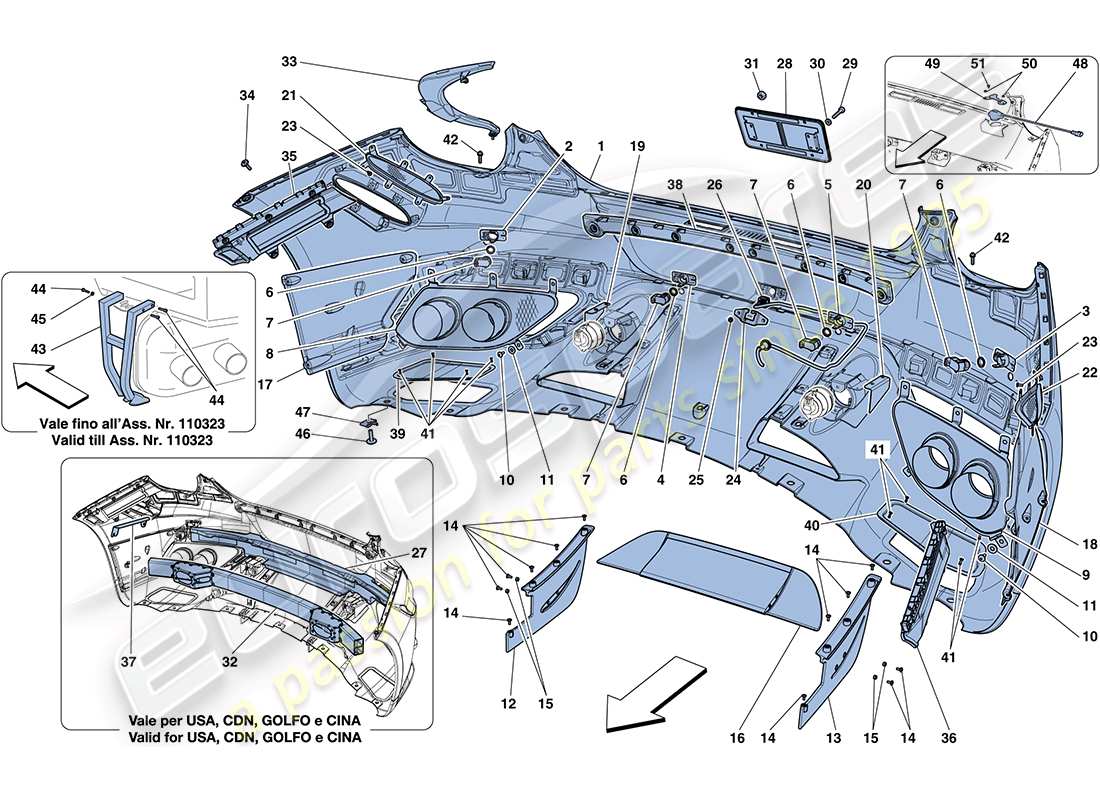 ferrari ff (rhd) rear bumper parts diagram