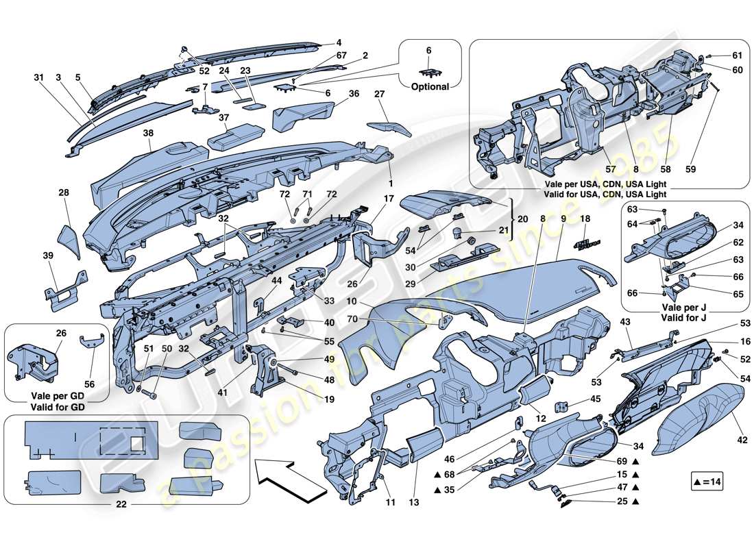 ferrari 458 speciale (rhd) dashboard parts diagram