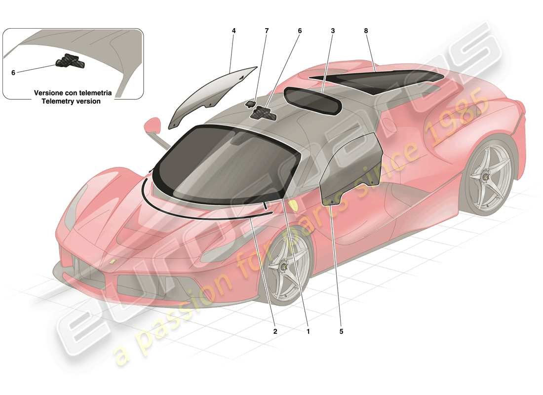 ferrari laferrari (europe) windows and screens parts diagram