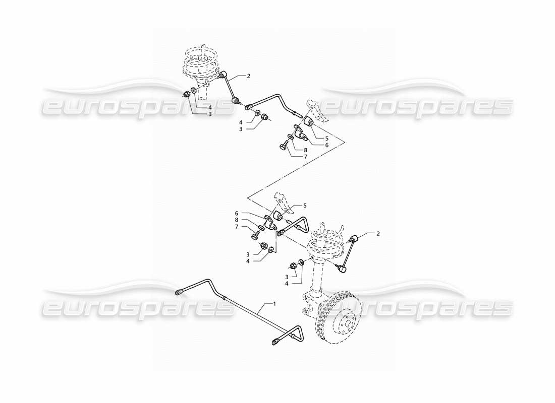 maserati qtp v8 (1998) stalibilizer bar parts diagram