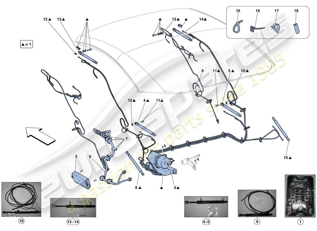 ferrari california t (rhd) electric roof: hydraulics parts diagram