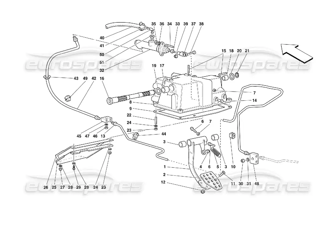 ferrari 355 (2.7 motronic) clutch release control parts diagram