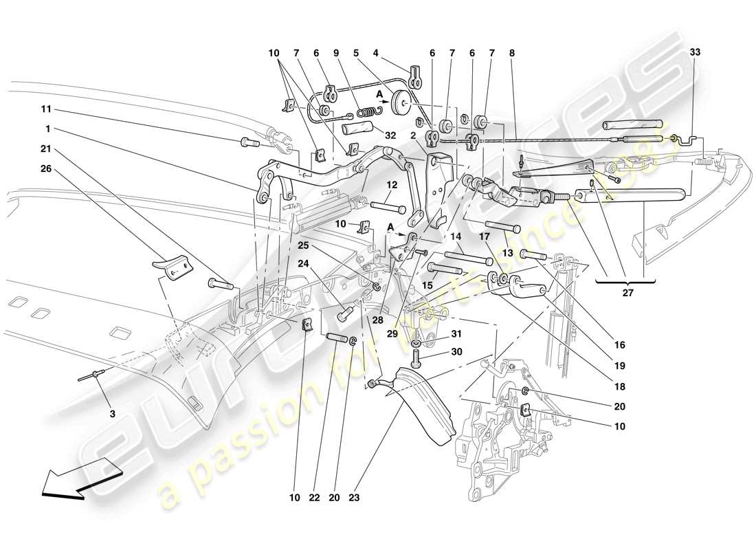 ferrari f430 spider (europe) roof kinematics - upper part part diagram