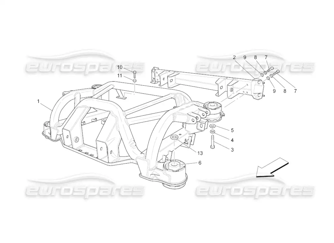 maserati grancabrio (2010) 4.7 rear chassis parts diagram