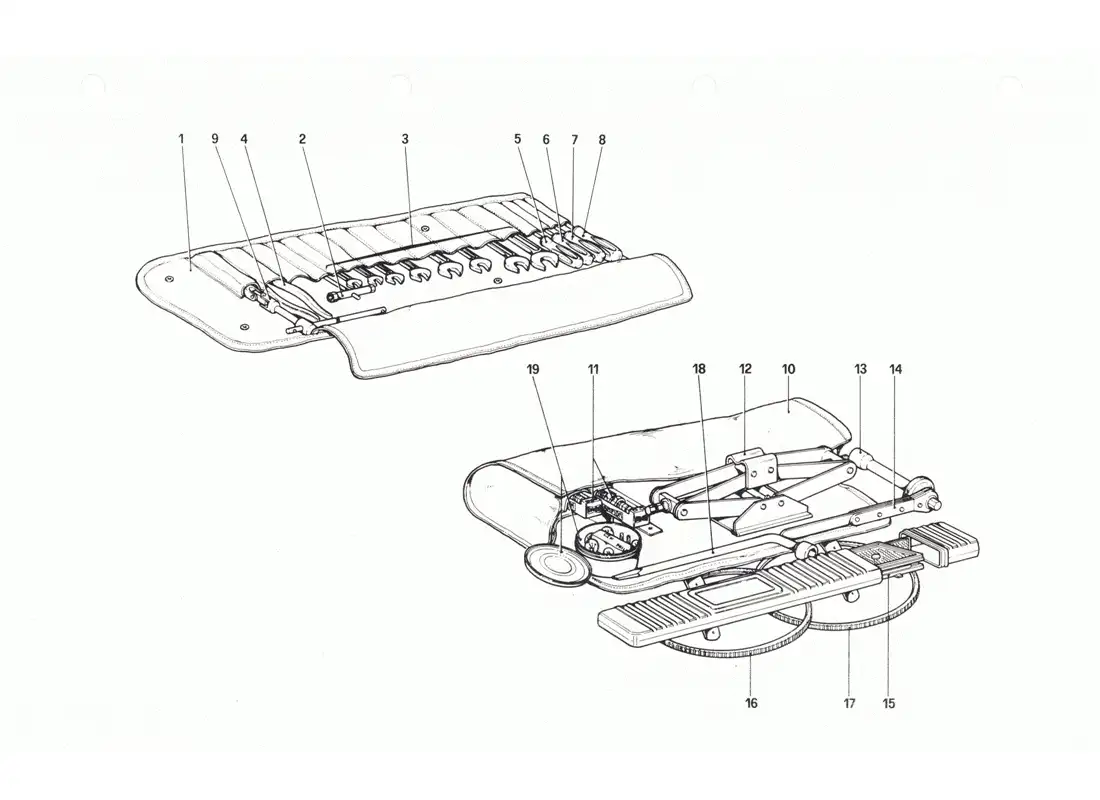ferrari 208 gtb gts tool - kit parts diagram